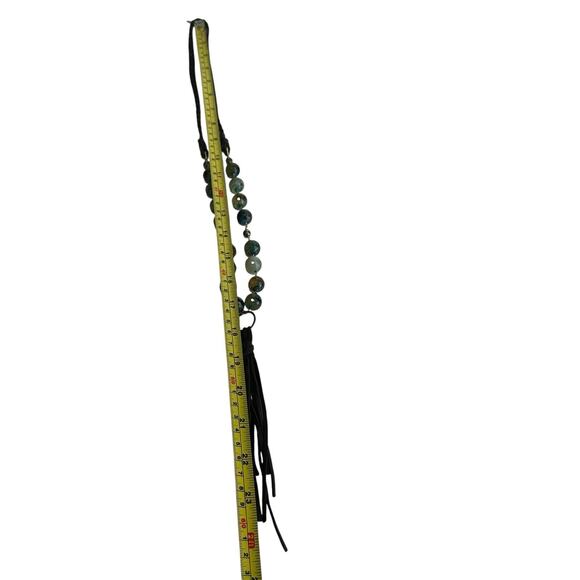 Handmade Boho Beaded Agate Necklace Braided Leather Cord Tassel Pendant Marie - Picture 7 of 10